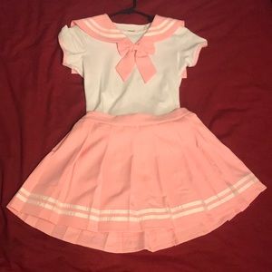 Littleforbig, School Girl Cosplay onesie/skirt set